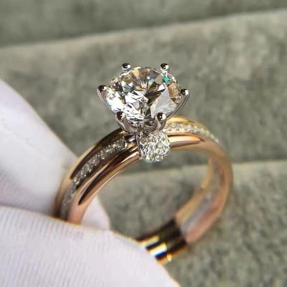 New Tri-color Micro Inlaid 3 carat D color Moissanite Diamond 925 silver Ring - Picture 1 of 7